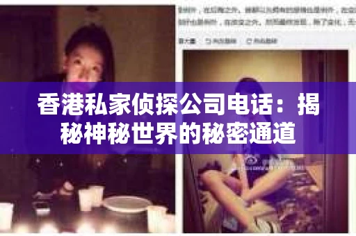 香港私家侦探公司电话：揭秘神秘世界的秘密通道