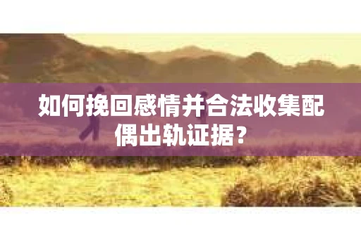 如何挽回感情并合法收集配偶出轨证据？