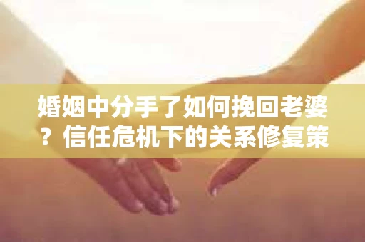 婚姻中分手了如何挽回老婆？信任危机下的关系修复策略